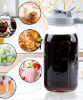 32 Oz Mason Jar Cold Brew Pitcher With Strainer And Wide Mouth Glass Spout Lids For Fridge Iced Coffee Tea Lemonade Sun Tea