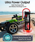 2S LiPo Battery Pack 7.4V 5200mAh 120C Soft Case XT60 Plug for RC Cars in front of a beach scene