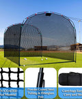 Backyard Baseball Batting Cage With Open Front Design Portable Hitting Net For Youth And Teens L Shaped Practice Net