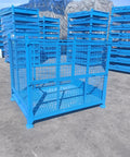 Heavy Duty Cold Rolled Steel Foldable Storage Cage Built Like A Tank Collapsible Industrial Bin for Warehouse Logistics, blue.