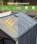4x6 Ft Resin Outdoor Storage Shed With Floor And Lockable Door, Sloped Roof And Vent, showing weather resistance in Deep Grey