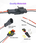 Rock-Solid Waterproof Electrical Auto Wire Connectors 2-Pin Plug-In Terminals view highlighting nylon shell and brass pins.