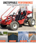 Red go-kart with Size 145 70 6 Mini Bike Tubeless Tires Replacement For ATVs Go Karts Lawn Mowers And Golf Carts Wide Compatibility