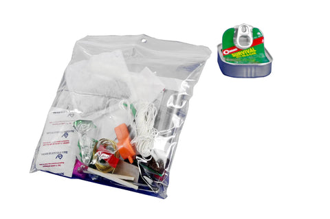 Grab-And-Go Survival Kit In A Can 38 Essential Camping And Hiking Tools For Emergencies with compact items shown