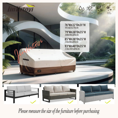 Beefy 3 Seater Outdoor Couch Cover Fits Up To 76Wx32Dx31H Inches Waterproof Heavy Duty Patio Furniture Cover with All Weather Protection