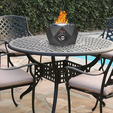 14 Inch Modern Tabletop Gas Fire Pit Portable Fire Pit for Patio Backyard Porch Camping RV Tailgating Side Mounted 5400 BTU