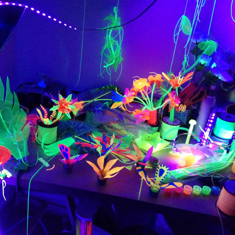 Glow in the dark plants under Two Pack 30W Black Light Bars With 24 LED Chips Each For Glow Parties And UV Night Lighting, 5Ft Plug And Switch.