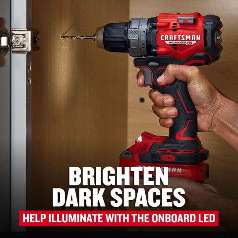 Person using V20 1/2 Inch Cordless Drill Driver Kit With Two Batteries And Charger For Fast Drilling And More Holes Per Charge