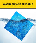 Reusable Blue Cloth Filter With Clamp Ring 19-1500 For 5-6 Gallon Wet Dry Vacs submerged in water showing washability.