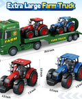 Big 25 Inch Farm Truck Toy With Tractors 3 In 1 Fun Farm Vehicle for Toddlers featuring two detachable tractors on trailer.