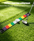 2 Pack Golf Putting Ruler And Stroke Meter 2.0 Training Aid With Color Coded Guides For Precise Distance Control And Smooth Putt Like A Boss Master Your Putt Consistency On The Green Everyday Practice Tool For Serious Players. golf putting ruler on grass with club and ball