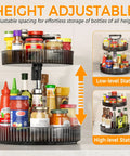 2-Tier Lazy Susan With 360 Degree Rotation Height Adjustable Turntable Organizer Rack for spice jars and bottles