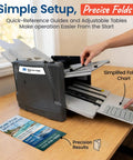 Automatic Paper Folding Machine With Auto Feed for Busy Offices demonstrating simple setup and precise folds with guides