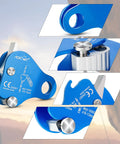 Climbing Ascender Fall Protection Belay Device And Rope Grab For Rock Climbing Mountaineering Arborist Tree Work Expedition Caving Rescue And Aerial Tasks Built For Beast Mode Aluminum Gear Blue, showing details of 7075 aluminum construction.
