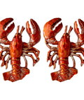 Lobster Shaped Cabinet Knobs Set of 2 Hand Painted Metal Drawer Pulls With Mounting Screws Ocean Inspired Coastal Decor