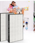 Two Pack KC-860U Replacement Filter For Sharp Air Purifier Replaces FZ-C150HFU Style Filters in front of family on sofa