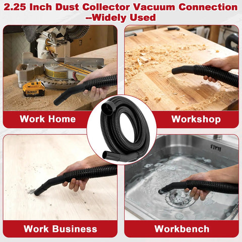 Two And A Quarter Inch Shop Vac Hose Extension, Ten Foot Cuff With 2.25 Inch Connection, versatile use in different settings.