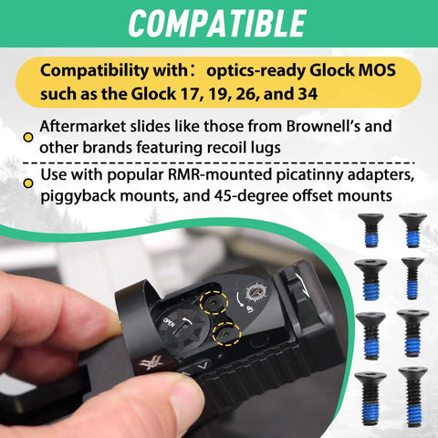 32 Pcs RMR Red Dot Screw Pack For Optics Ready Pistols And RMR Mounts 17 19 26 34 MOS Brownells Slides
