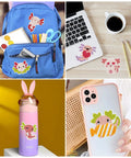 Diamond Painting Kit Value Pack With 12 Sticker Pattern Designs on backpack, laptop, bottle, and phone case