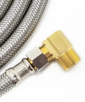 4 Foot Stainless Steel Braided Dishwasher Installation Kit With Three Eighths Inch Compression Fittings Swivel Elbow And MIP Connector