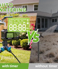 All In One No Fuss 360 Degree Drip Irrigation System Kit With Timer And 100 Feet Of Quarter Inch Tubing Adjustable Brass Nozzles automatic watering comparison between using timer and manual watering
