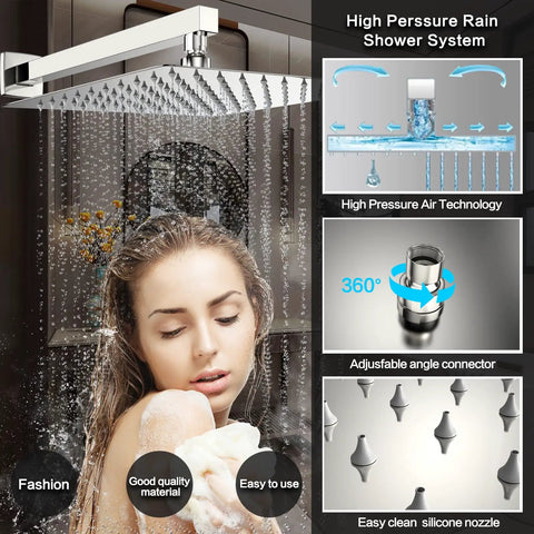 Rain Shower System With 10 Inch Wall Mount Faucet Waterfall Bathtub Spout Handheld Spray Rough In Valve And Trim Kit Chrome Polished