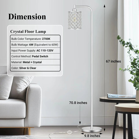 Industrial Floor Lamp For Living Room And Bedroom, Modern Standing Light With HD Glass Lampshade, 67 Inch Tall in Room