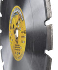 Side view of Diamond Kick Asphalt 14 Inch Diamond Blade with segmented wedge segments for wet and dry cutting.