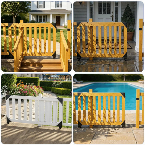 Heavy Duty Sliding Gate Hardware Kit With Smooth Silent Roll Wheels For 1 To 2 In Wood Frames, Anti Sag Corner Brackets, Ideal For Deck Driveway Porch Or Yard Gates, wood gate with wheels