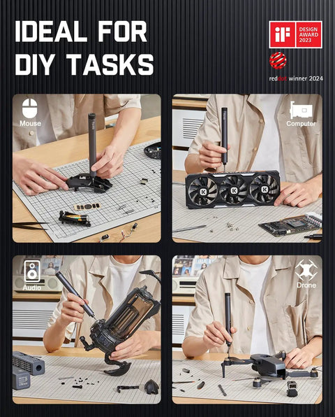 Image showcasing Electric Screwdriver Kit With 50 Magnetic Bits, Compact Precision Driver Set, Magnetic Storage Case, ideal for DIY tasks.