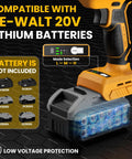 Cordless Reciprocating Saw Kit For 20V Max Battery, Brushless Motor With 3 Speed Settings, shows compatible DeWalt battery types.