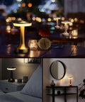 Portable LED Table Lamp With Touch Sensor, Three Level Brightness, 1500mAh Rechargeable Battery Lasts Up To 48 Hours in silver.