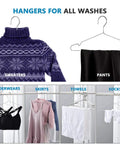 Stainless Steel Wire Coat Hangers Heavy Duty Ultra Thin Space Saving 10 Pack 17.7 Inch Hangers organizing clothes like sweaters and pants.