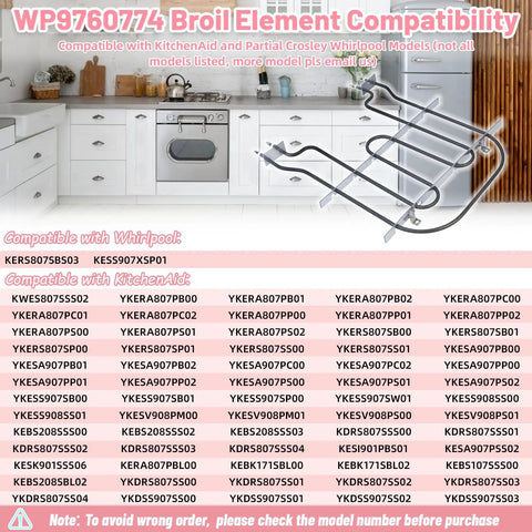Heavy Duty Oven Broil Heating Element Replacement For KitchenAid And Whirlpool Ranges Stoves Ovens Fits WP9760774