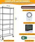 Indoor Greenhouse Kit With Grow Lights For Seed Starting, 6 Tier Metal Plant Rack With Clear Cover, Full Spectrum Lamps