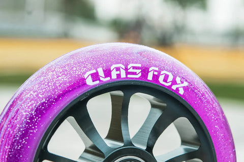 Rad Purple Pro Scooter Wheels 110 Mm Transparent Sparkle Polyurethane With Abec 9 Bearings Cnc Machined Aluminum Core 88A Mid Rebound Two Pack Dope Street Riding Gear