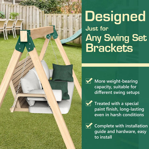 Two Pack A Frame Swing Set Brackets For Outdoor Diy Projects Heavy Duty Swingset Hardware 4x4 Kit With Full Hardware For Backyard Playground Rust Resistant Powder Coated Green Finish