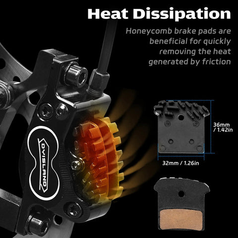 DYISLAND SD-230X MTB hydraulic disc brake set on mountain bike; black caliper and levers, orange rotor