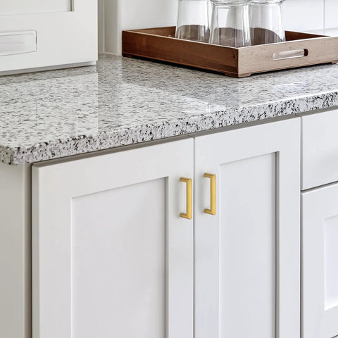 Gold Cabinet Pulls 3 Inch Hole Center 30 Pack Modern Zinc Alloy Drawer Handles on white cabinet doors