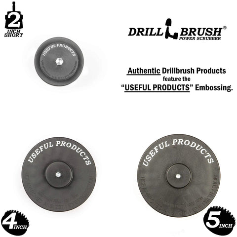 Ultra Stiff Drill Powered Cleaning Brush Set For Serious BBQ Grill Degreasing And Heavy Duty Paint Stripping Zero Wire Headache Power scrubber set showing 2, 4, and 5 inch sizes.
