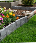 Interlocking Faux Stone Garden Edging Border Kit Easy Install Plastic Landscape Border For Yard Flower Beds And Lawn Weather-Resistant 30 Pack Included with flowers and grass