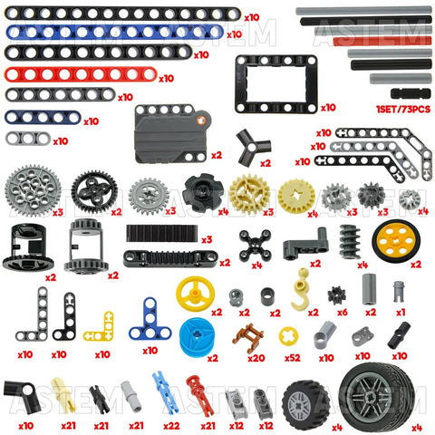 All In One 500 Plus Technic Parts Kit With Regular Sized Bricks Bushings Pins And Gears For EV3 Projects And STEM DIY Creative Models Grab This Replacement Parts Pack showcasing various gears, pins, and bricks.