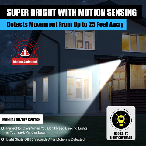 Motion Sensor Solar Spotlight For Outdoors Waterproof Landscape And Yard Lights Super Bright LED Garden Path Lighting