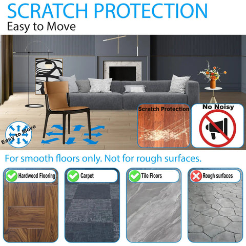 8 Pack M6 Furniture Levelers And Teflon Bottom Glides For Smooth Room Repositioning With Durable Hard Plastic Construction Perfect For Ikea And Imported Table Legs Or Cabinet Feet For Daily Home Setup in modern living room setting with scratch protection.