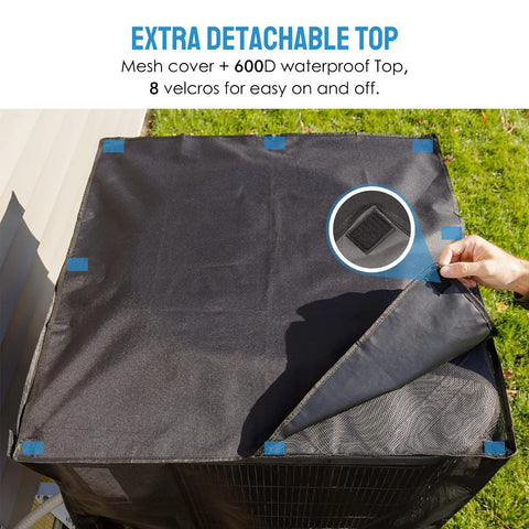 All Season Outdoor AC Unit Cover With Full Mesh And Detachable Waterproof Top on 28x28x32 inch central AC unit