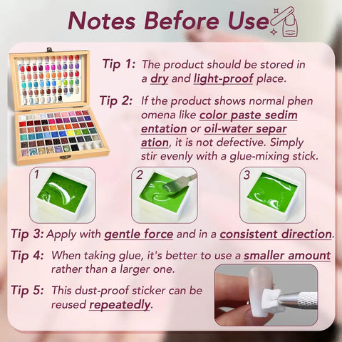 Mini Patting Gel Nail Kit With 57 Colors Ombre Gradient Gel Polish Palette For UV LED Cured Nails instructions and kit image