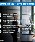 Compact 25 Inch Standing Desk Converter Sit Stand Desk Riser With Gas Spring Lift in small office environment with person using it.