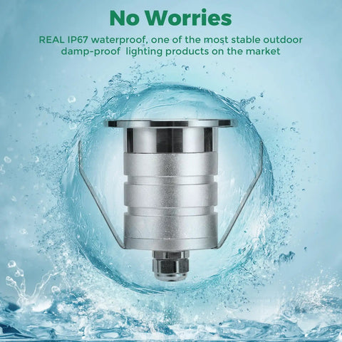 Outdoor Recessed LED Landscape Lights 12-24V Low Voltage Dimmable Heavy Duty Soffit And Deck Flush Mount in water splash