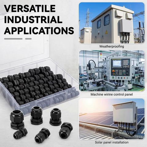 60 Piece Waterproof Cable Gland Kit With IP68 Rating Nylon for versatile industrial applications