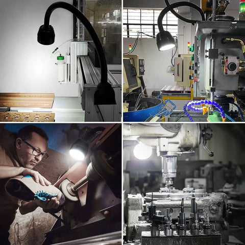 Flexible CNC Lathe Work Light With 1400 Lumens IP66 Waterproof Gooseneck Lamp 110V 220V in various metalworking settings